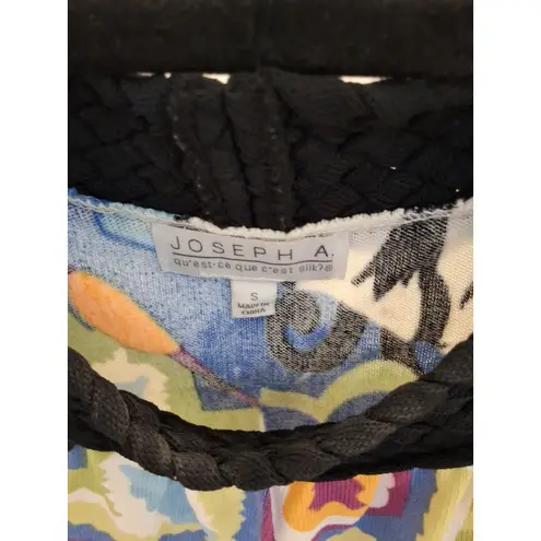 Joseph A Sleeveless Blouse Colorful Abstract Floral Print Size S Unique Braided