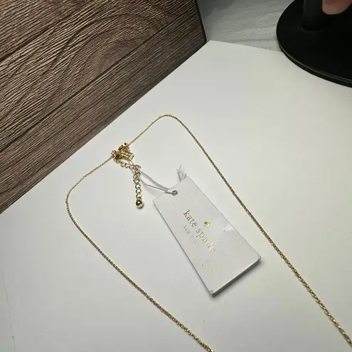 Kate Spade “ Mom” Engraved Rhinestone Gold Tone Necklace Signed NWT