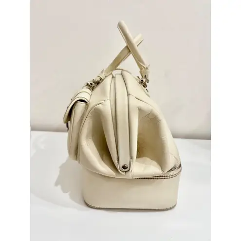 Christian Dior Leather Large Detective Gaucho Saddle Handbag Cream