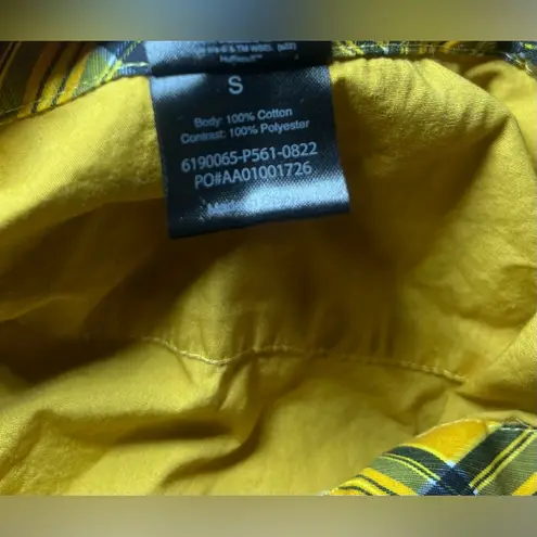 Harry Potter Women's Hufflepuff Yellow Plaid Button Up Long Sleeve Shirt,Size S