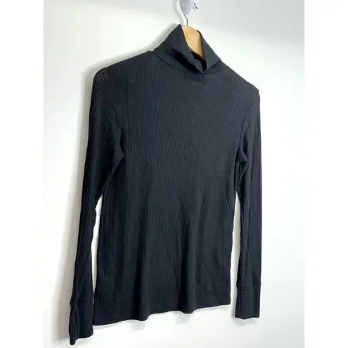 LNA  Revolve Long Sleeve Shirt Women’s Black Turtleneck Ribbed V-neck Size Small