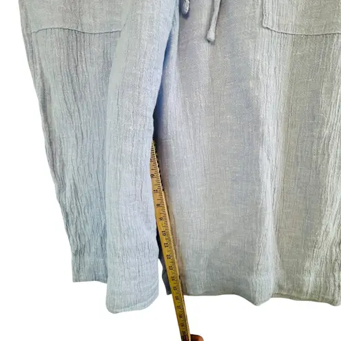 Sigrid Olsen Womens L Linen Wide Leg Cropped Pants Blue Beachy Coastal Resort