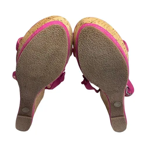 Pierre Cardin Vintage: ♚ Suede Floral Embellish Platform Wedge Sandals ♚ Magenta