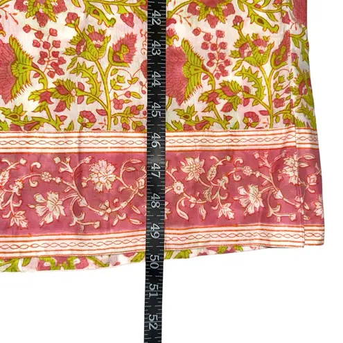 NWT SZ Blockprints Kitty Long Sleeve Floral Floral Print Midi Dress LARGE Pink