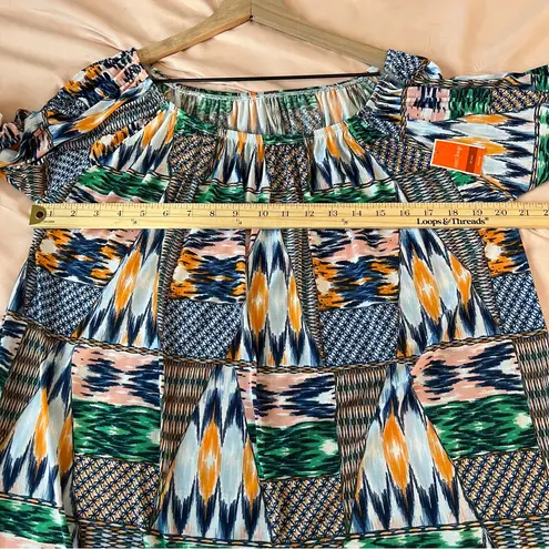 West Loop West Loop Multicolor Abstract Print Stretch Jersey Off The Shoulders Dress XL