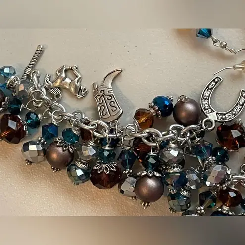 Cowgirl Up Glitzy Charm Bracelet & Earring Set Sparkle n Shimmer