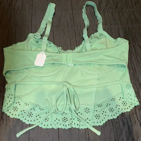 Colsie Light Green Bralette with Lace Detail Size L