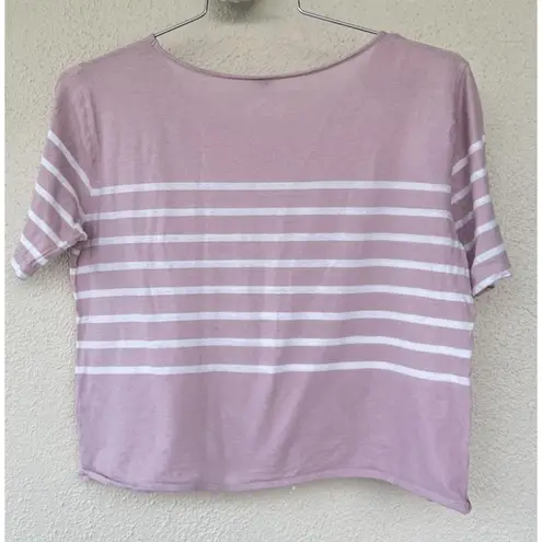 Kule The Baja Crop Tee M White Pink Stripes Short Sleeve Cotton Retro Summer Size M