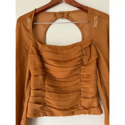 WAYF Burnt Orange Cropped Boho Top Size XS