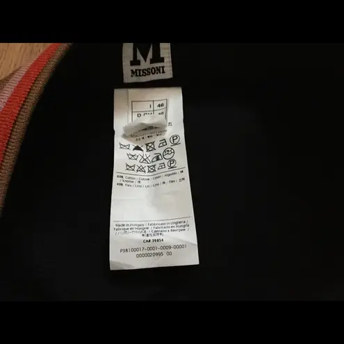 Missoni Vintage black red striped waistband mini skirt button accents size 10