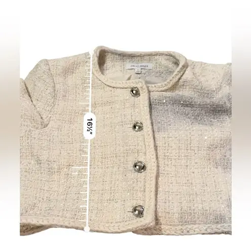 RTR Great Jones Cream Tweed Button Front Tweed Cropped Jacket Sz 10