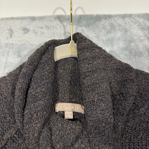 Lilla P Turtleneck Cowl Neck Chunky Knit Sweater Black Size M