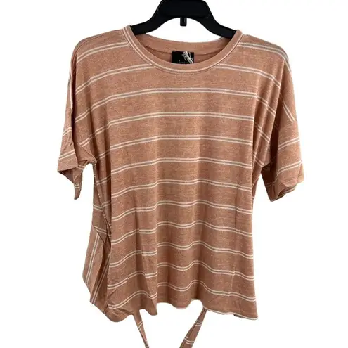 Lumiere Short Sleeve Striped Sweater Tie Back New Small