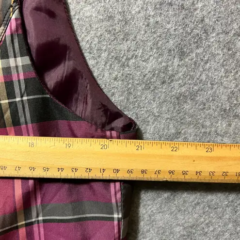 Drapers & Damons Plaid Sleeveless Vest Size L Collared Button Front Pockets Purple Size L