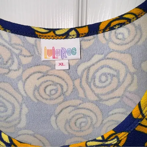 LuLaRoe  Nicole Dress size XL yellow rose print. Midi dress with yellow roses.