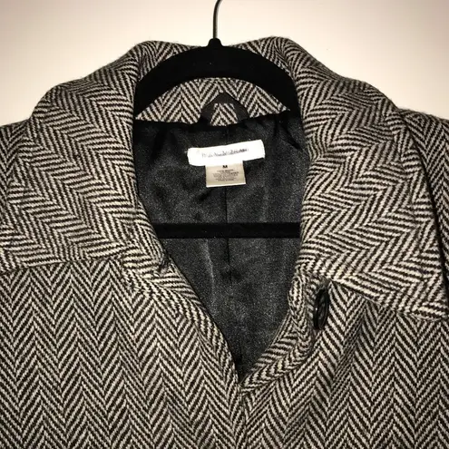Isaac Mizrahi for Target Coat Tweed Herringbone Black White Wool Jacket Sz M EUC
