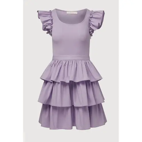 Rachel Parcell Ruffle Sleeve Tiered Dress Purple Sleeveless Mini Summer Party 8