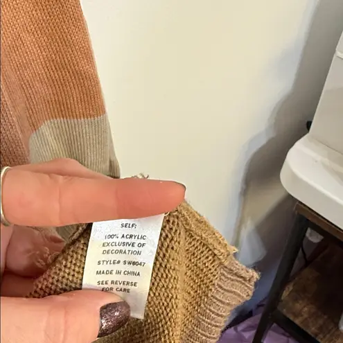 See and Be Seen Striped Multicolor Colorblock Cardigan Sweater Duster Orange Size M