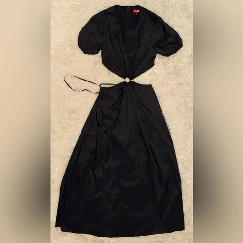 STAUD NEW Calypso cutout midi black Dress Size S