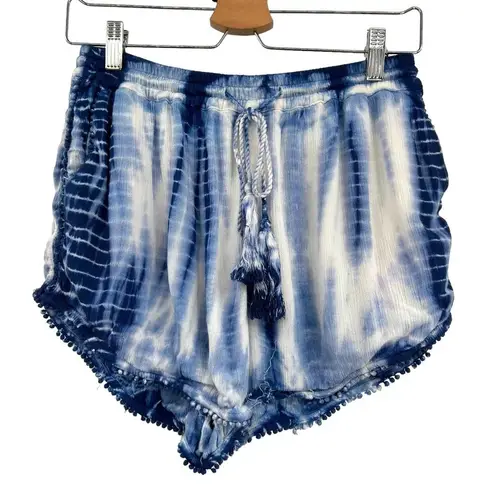 Generation Love Blue Tie Dye Tasseled Drawstring Shorts Size Medium