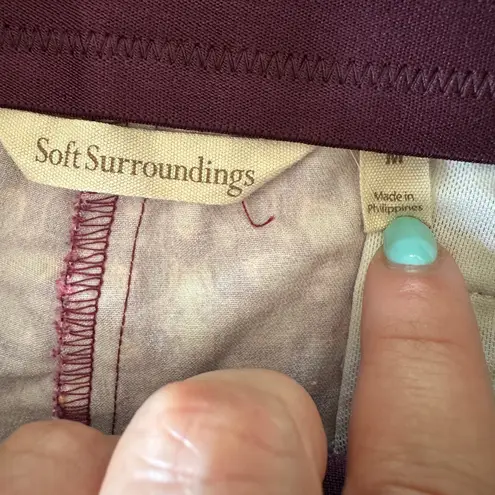 Soft Surroundings | Fuscia Abstract Floral Printed Ankle Slim Pants | Medium