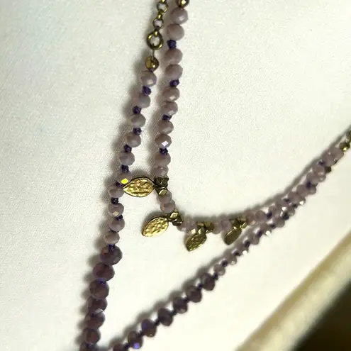 Vintage Geode Crystal, Tasso and Bead Chunky Layered Statement Necklace Purple