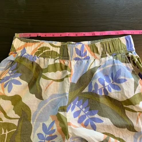 Tahari Linen Wide Leg Pants Medium Floral Leaf Print Elastic Waist Resort Boho - Image 8