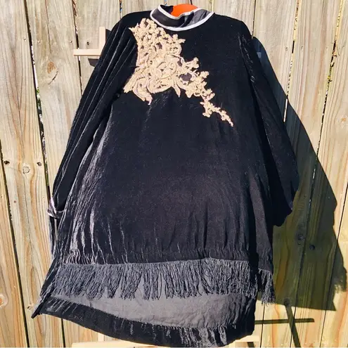 Johnny Was Silly soft Velvet Embroidered.Pearls Puff Sleeves Tunic