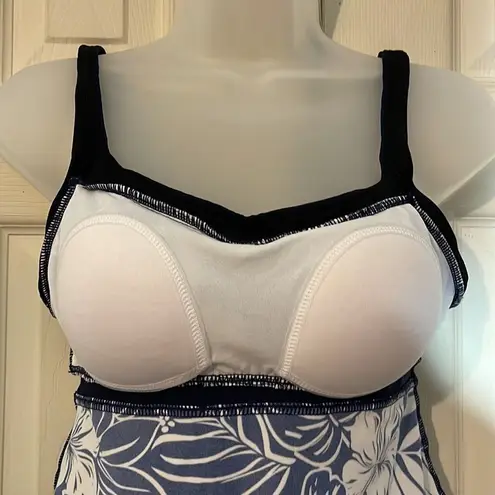 Jamaica Bay Vintage 1990s Y2K Navy Blue and White Hawaiian Print Tankini Top 8