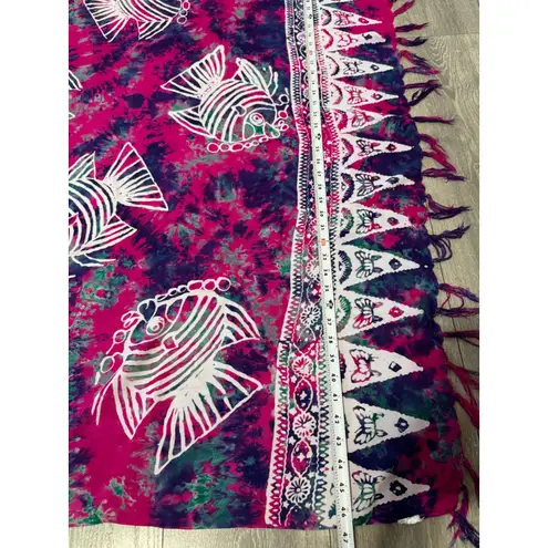 Pink Tie Dye Sarong Beach Wrap Cover Up Swimsuit Tropical Fish Print 65x47 in Size undefined