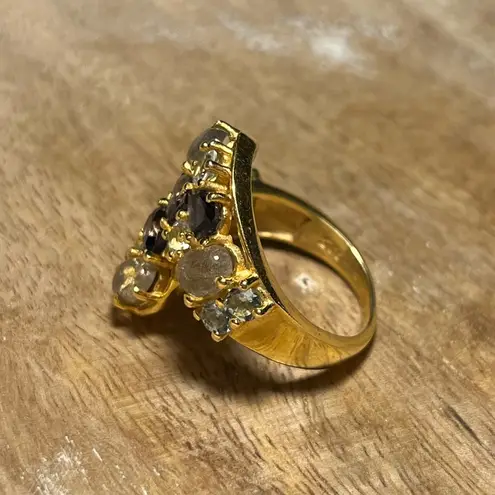 Sterling Silver Gemstone Bypass Gold Vermeil Over Ring