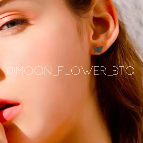 Black Stainless Steel Butterfly Flat Back Earrings