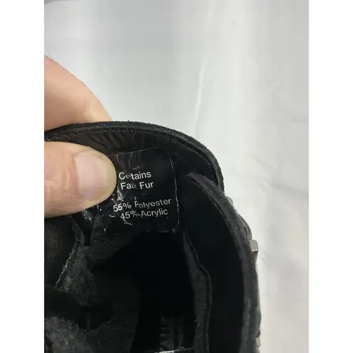 Womans Aqua Talk Wedge Bootie 6.5 Black Side Zip Lined Strap Accent