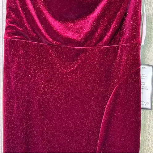 Crystal Doll Crystal Dolls Juniors 13 Red Glitter Sleeveless Off Shoulder Mini Body Dress