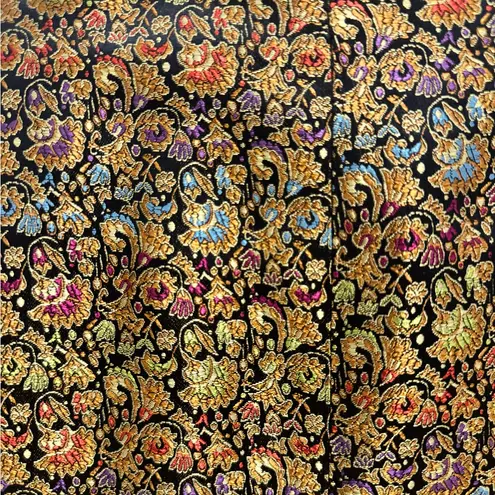 SilkLand Gold and Black Jacket Floral Blazer Shimmer Whimsigoth Formal Festival Brown