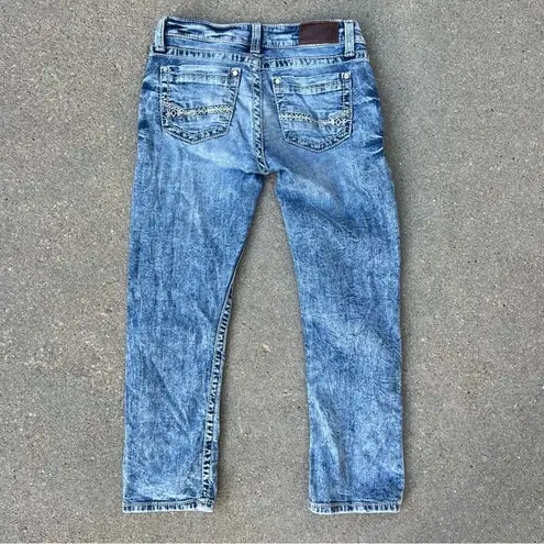 BKE Sabrina acid wash crop capri jeans stretch size 27