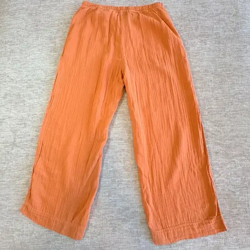 NWT Velvet By Graham & Spencer Women Pull On Orange S Gauze Pants Wide Leg