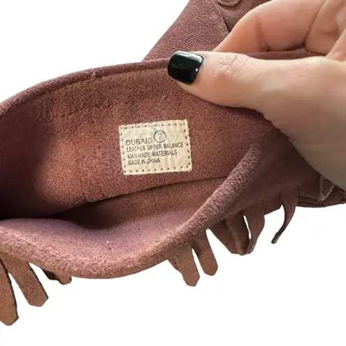 Vintage Y2K Pink Fringe Women’s Midi Boot Beaded Report Dubais Size 7 Boho