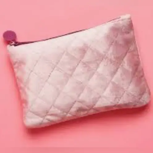 Ipsy Pink Zipper Valentines Day Feb 2020 Quilted Soft Velvet Cosmetic Makeup Bag