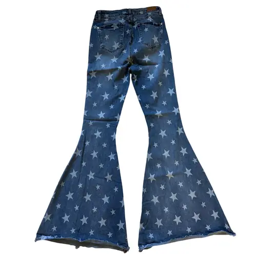 Judy Blue Spangled Super Flare Bell Bottom Jeans Sz 28 High Rise Star Print