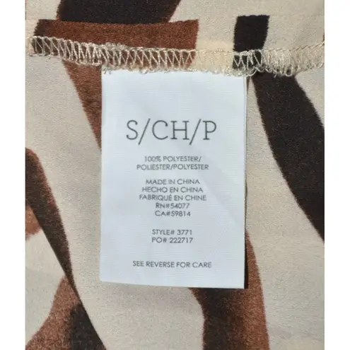 CAbi Ladies Brown Animal Tiger Print V-Neck Cap Sleeve Blouse Top Size S Light