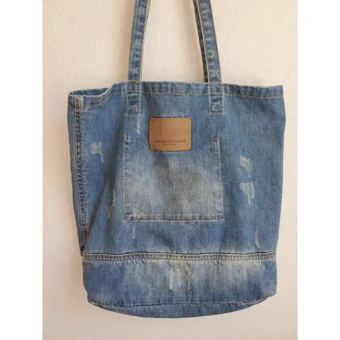 American Eagle  Womens Jean Denim Bag Shoulder Tote distressed Ladies Pur…