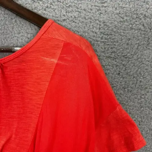 Anthropologie  Amadi Top Womens‎ Small Red Tessa T-Shirt High Low Gathered Boho