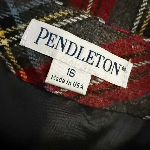 Pendleton | Vintage Red Gray Yellow Tartan Plaid Pencil Straight Skirt | Size 16
