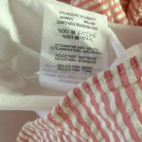 J.Crew  Soft Pink White Seersucker Ruffle Dress Size 8 Preppy Coastal