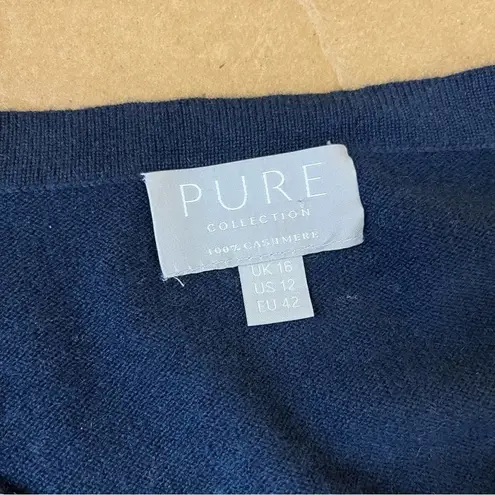 Pure Collection Blue Jeweled Cashmere Top Size 10