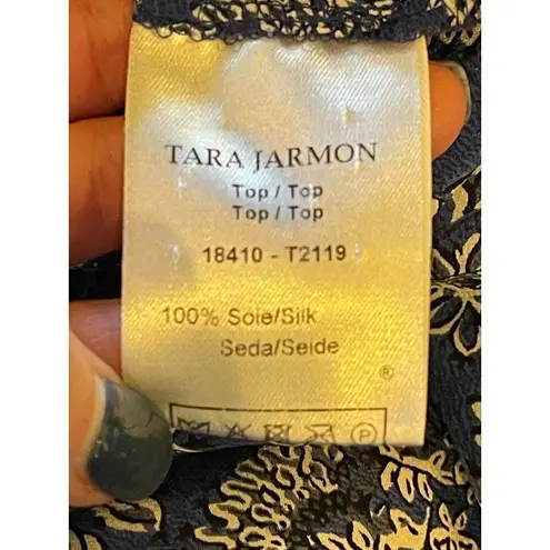 Tara Jarmon Blue Silk Floral Print Collared Button Down Ruffle Cuff Blouse S