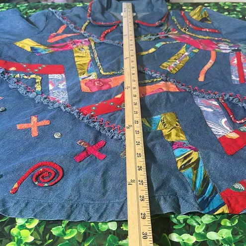 Sandy Starkman Spirit by Denim Embroidered Patchwork Shacket Jacket 2X Women's