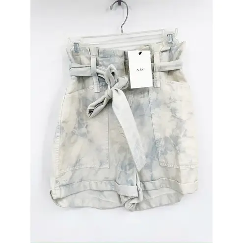 ALC Frank A.L.C. Davidson Blue Tie Dye Paperbag Tie Waist High Rise Shorts Size 0 NWT