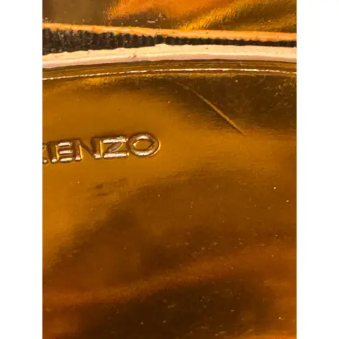 KENZO Clutch Black & Gold Leather Geometric Accents Evening Bag